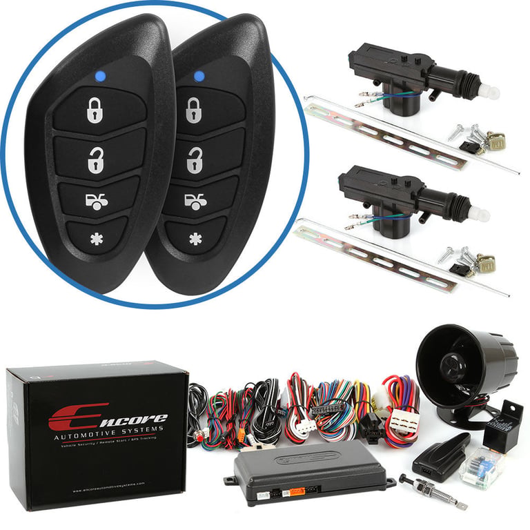 Encore E6 1-Way Remote Start Keyless Entry Car Alarm and 2-Door Power Lock Kit Image 1