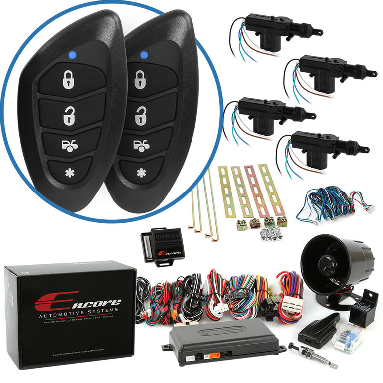 Encore E6 1-Way Remote Start Keyless Entry Car Alarm and 4-Door Power Lock Kit Image 1