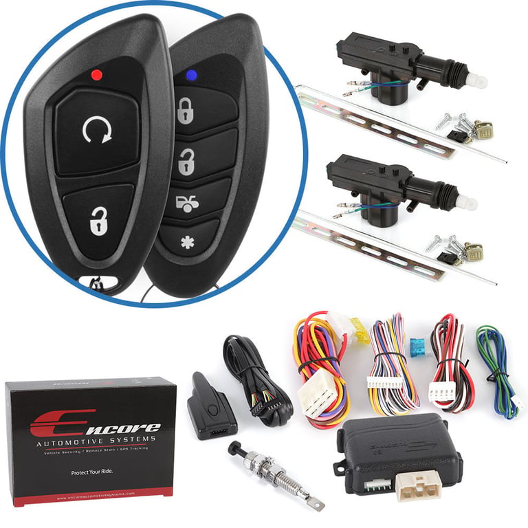Encore E5 Keyless Entry Remote Car Starter with 2-way Beep Confirmation and 2-Door Power Lock Kit Image 1