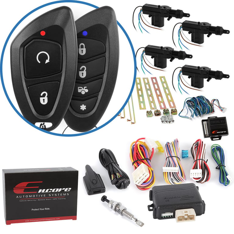 Encore E5 Keyless Entry Remote Car Starter with 2-way Beep Confirmation and 4-Door Power Lock Kit Image 1
