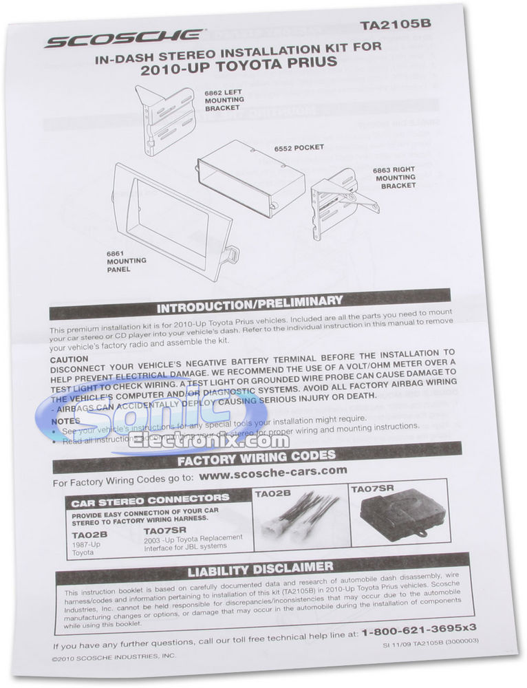 Scosche TA2105B / TA2105 Dash Kit Image 2