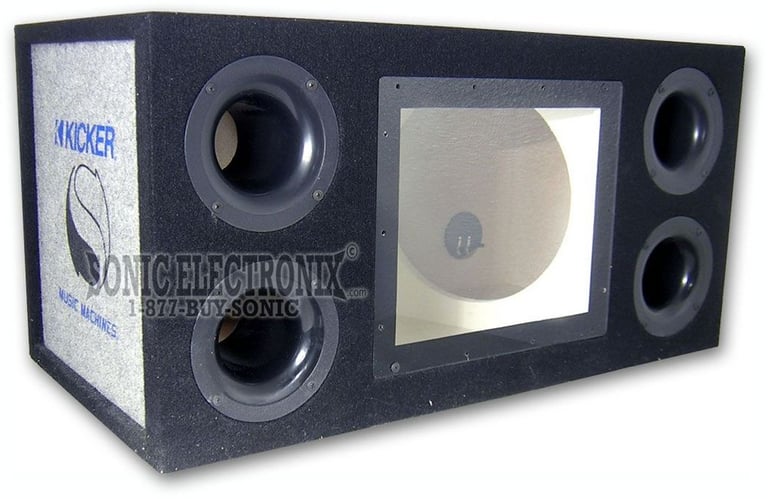 Kicker Dual 12" Bandpass Enclosure with Plexiglass and Logos Image 1