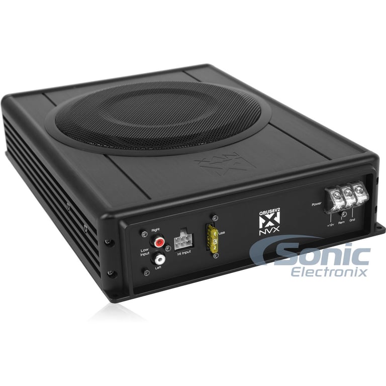 NVX QBUS8v2 8" Under Seat Powered Subwoofer Enclosure + Premium Amp Kit Image 2