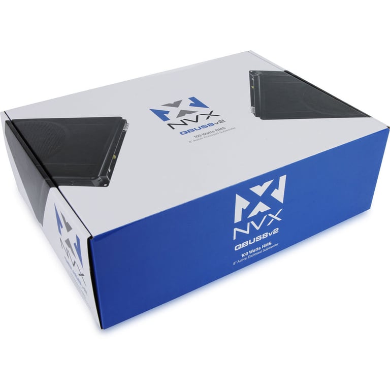 NVX QBUS8v2 8" Under Seat Powered Subwoofer Enclosure + Premium Amp Kit Image 8