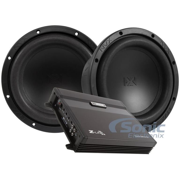(2) 8" NVX VSW84V2 Subwoofers + ZA2-1000.1D 1000W RMS Amplifier Package Image 1