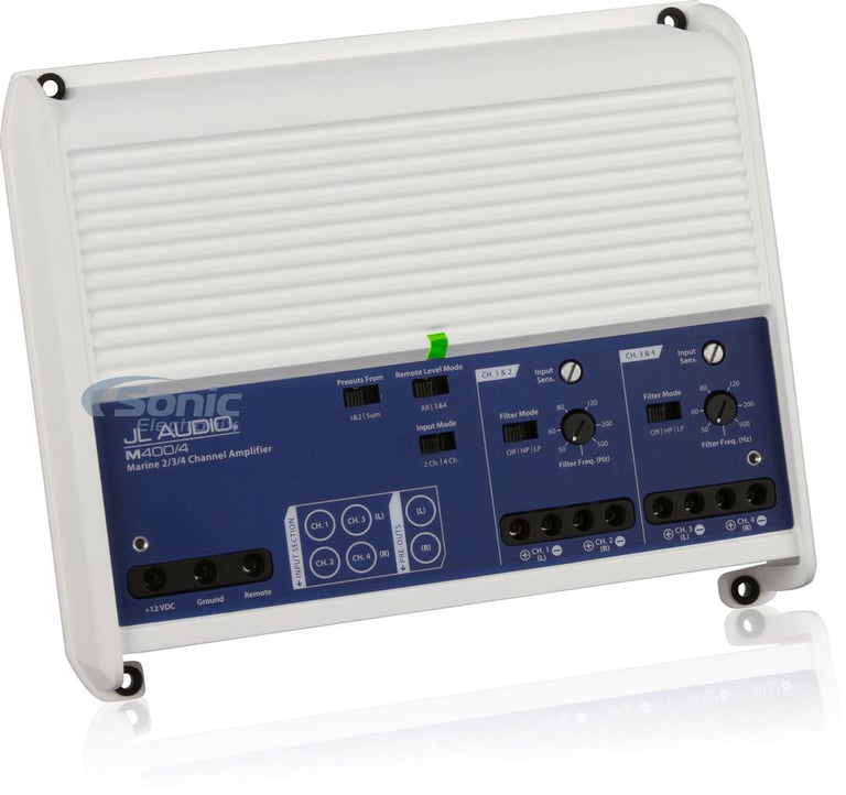 JL Audio 4-Channel Marine Amplifier with Bluetooth Receiver and Control Knob Image 3