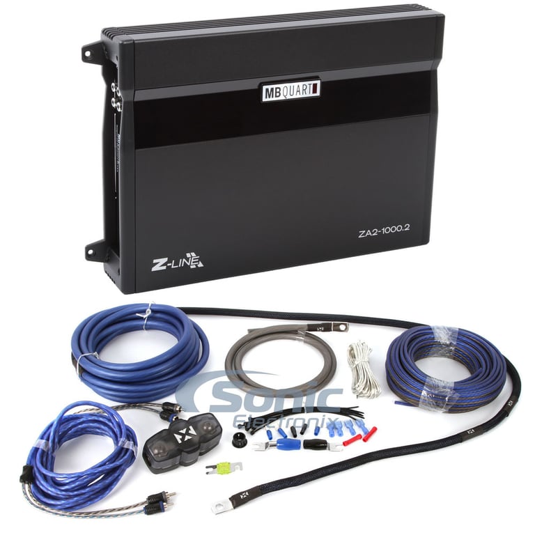 MB Quart ZA2-1000.2 1000W Amplifier + Complete Premium 4 Gauge Amp Kit Image 1