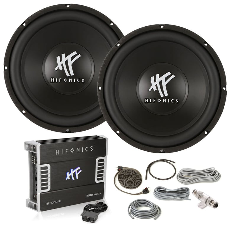 (2) HFX12D4 Subwoofers + HFi1000.1D Monoblock Amplifier and Amp Kit Image 1
