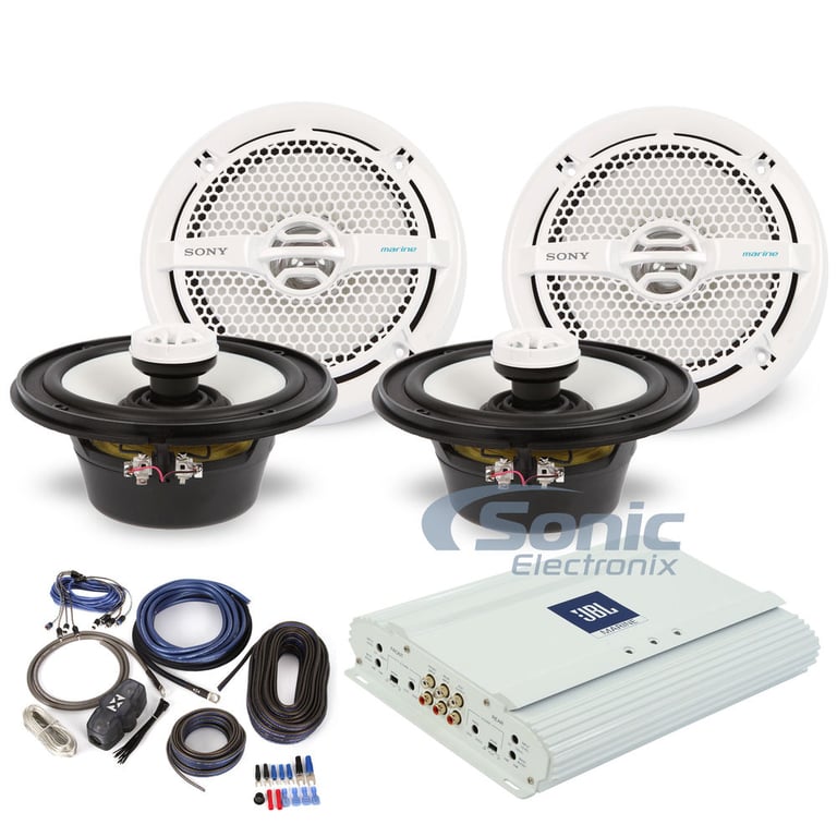 JBL Marine MA6004 Amplifier + 4 Sony XS-MP1611 Speakers Kit Image 1