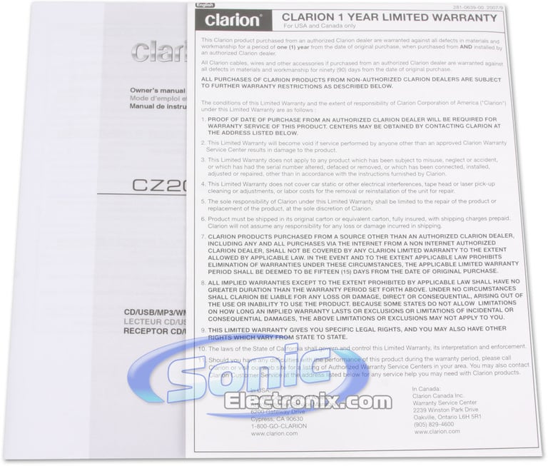 Clarion CZ200 (CZ-200) Image 7