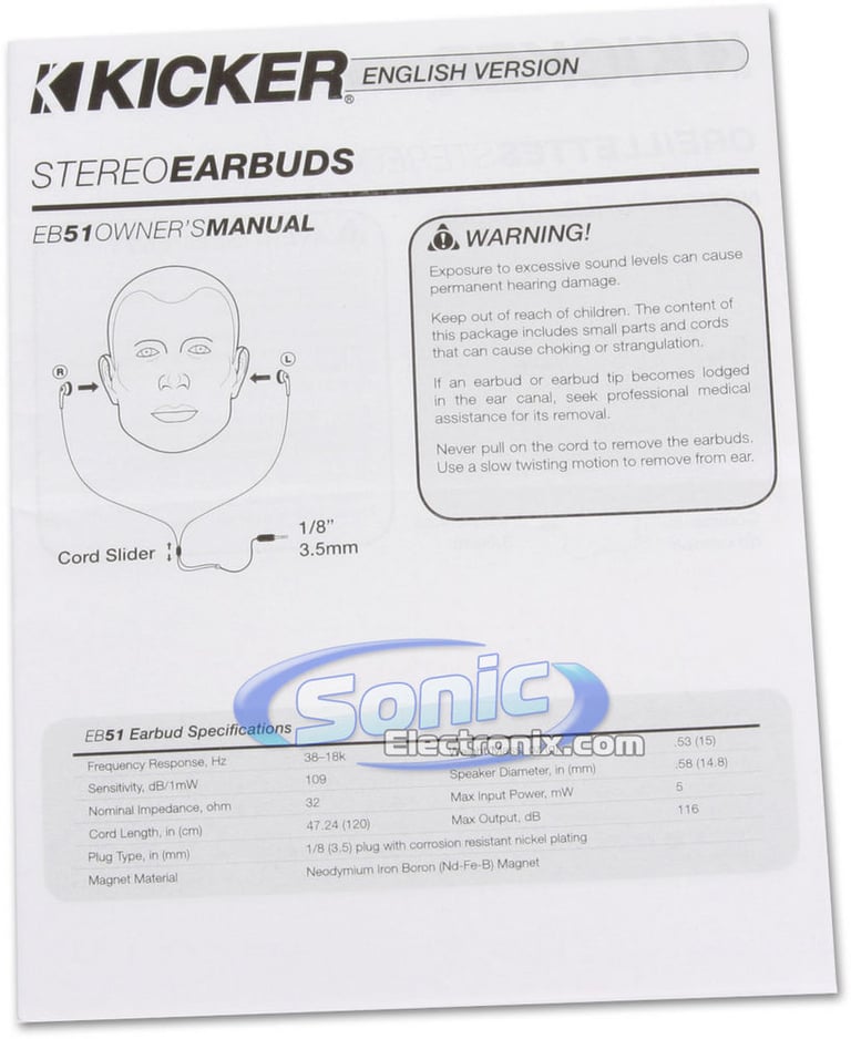 Kicker EB51P (Pink EB51) In-Ear Stereo Earbuds - Pink Image 4