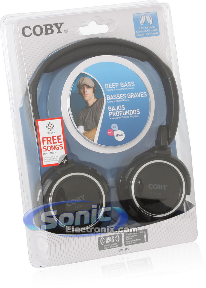 Coby CV185 (CV-185) Deep Bass Stereo Headphones - Black Image 6