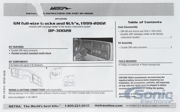 Sony XAV-AX100 Car Stereo Install Kit for 1999-02 GM Full-size Trucks & SUVs Image 11