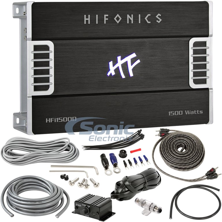 Hifonics HFi1500D 1500W RMS Amplifier + Complete 4 AWG Amp Wiring Kit Image 1