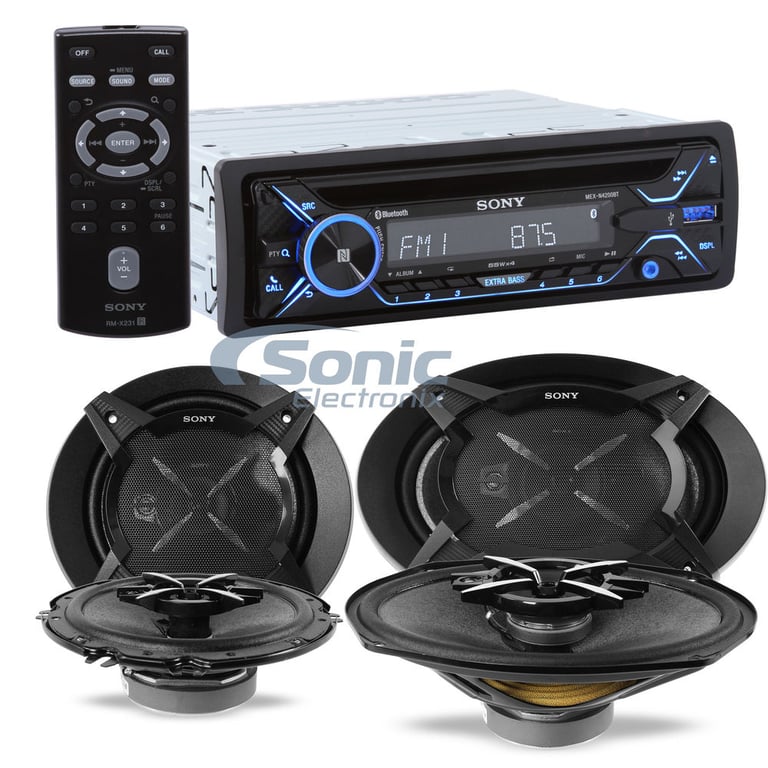 Sony MEX-N4200BT CD Bluetooth Receiver with 6.5" and 6x9" Speaker Bundle Image 1