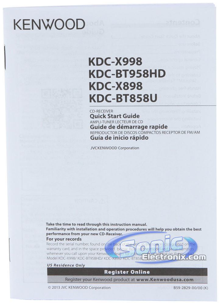 Kenwood KDC-BT858U Stereo + SiriusXM Tuner Image 11