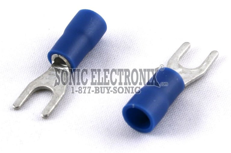 Spade Terminal 100 Pack 16-14 Gauge Blue Width #8 Image 1