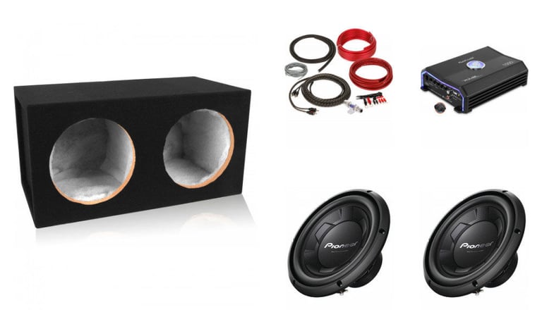 2 Pioneer 10" TS-W106M 1100W Car Subwoofers + 1500W Amplifier + Box + Amp Kit Image 1