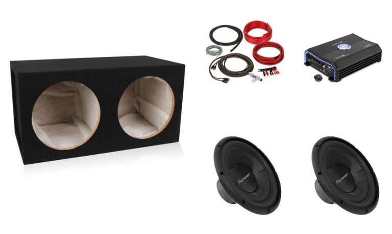 2 Pioneer 12" TS-W126M 1300W Car Subwoofers + 1500W Amplifier + Box + Amp Kit Image 1