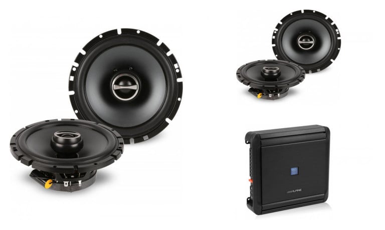 (2) Pairs Alpine SPS-610 6.5" + Alpine MRV-F300 Amplified Speaker package Image 1