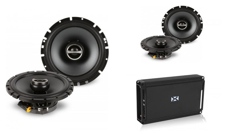 (2) Pairs Alpine SPS-610 (6.5") + NVX JAD800.4 Pro Amplified Speaker Package Image 1
