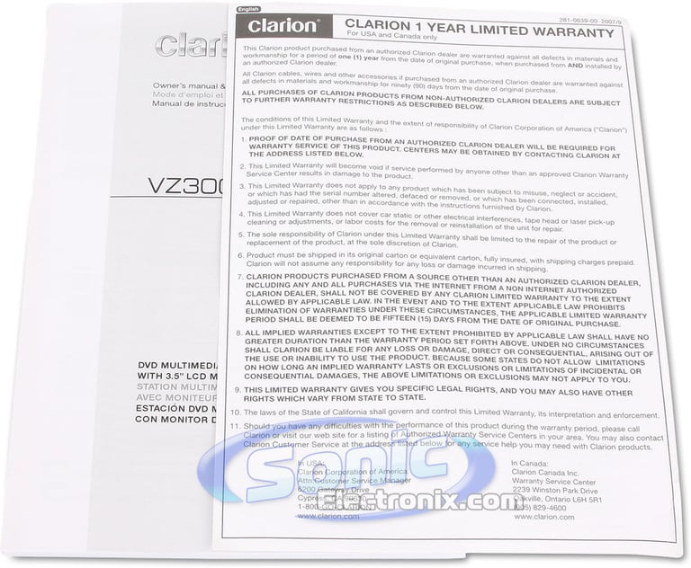 Clarion VZ300 (VZ 300) Image 11