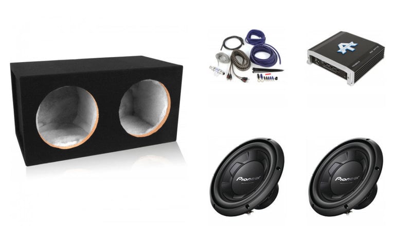 (2) 10" Pioneer TS-W106M 500W Subs + 1200W Amplifier TA1250.2 + Box and Amp Kit Image 1