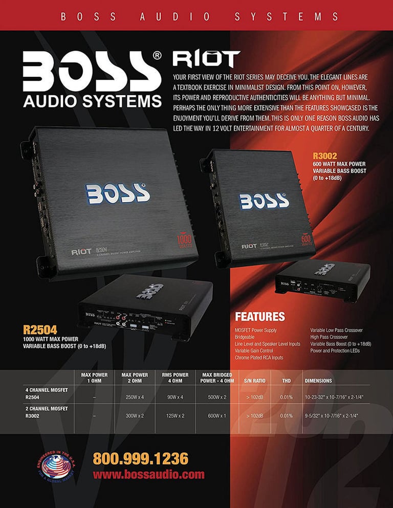 Boss R3002 2-Channel Amplifier + 2 Farad Car Capacitor + Amp Kit Image 10