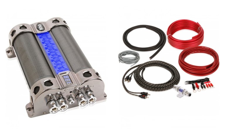 BOSS CAP18 18 Farad Digital Capacitor + 8 Ga Amp Kit Package Image 1