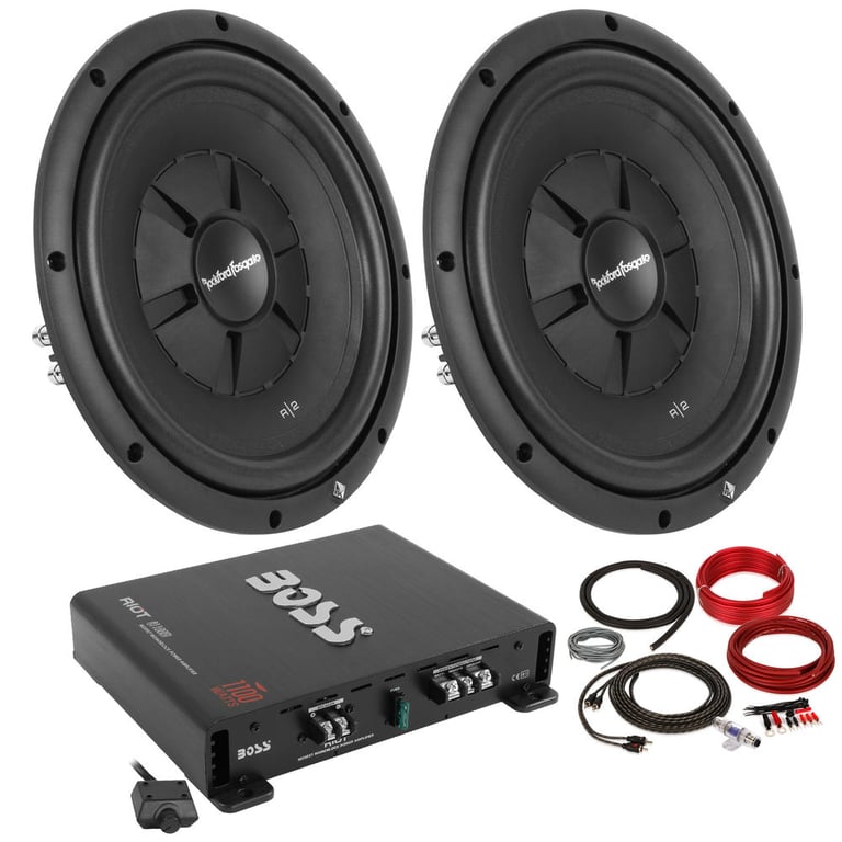 2) Rockford Fosgate R2SD4-12 Subwoofers + Boss R1100M Amplifier + Free Amp Kit Image 1