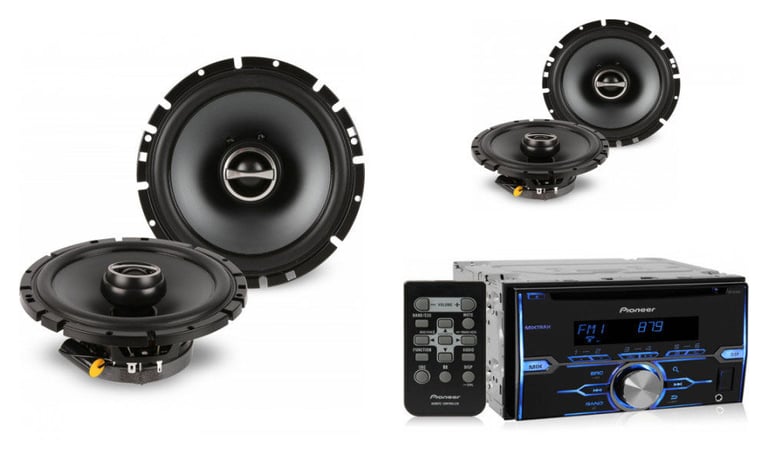 Pioneer FH-X520UI Double DIN Car Stereo + 4 Alpine Type-S SPS-610 Speakers Image 1