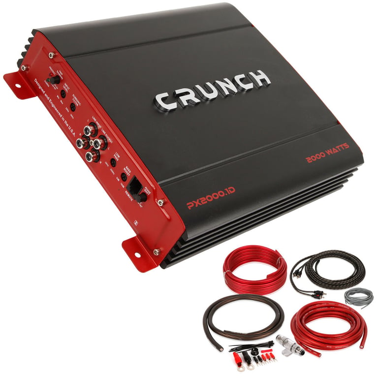 Crunch PX-2000.1D 2000 Watt Mono Powerful Car Audio Amplifier+Amp Wire Kit Image 1