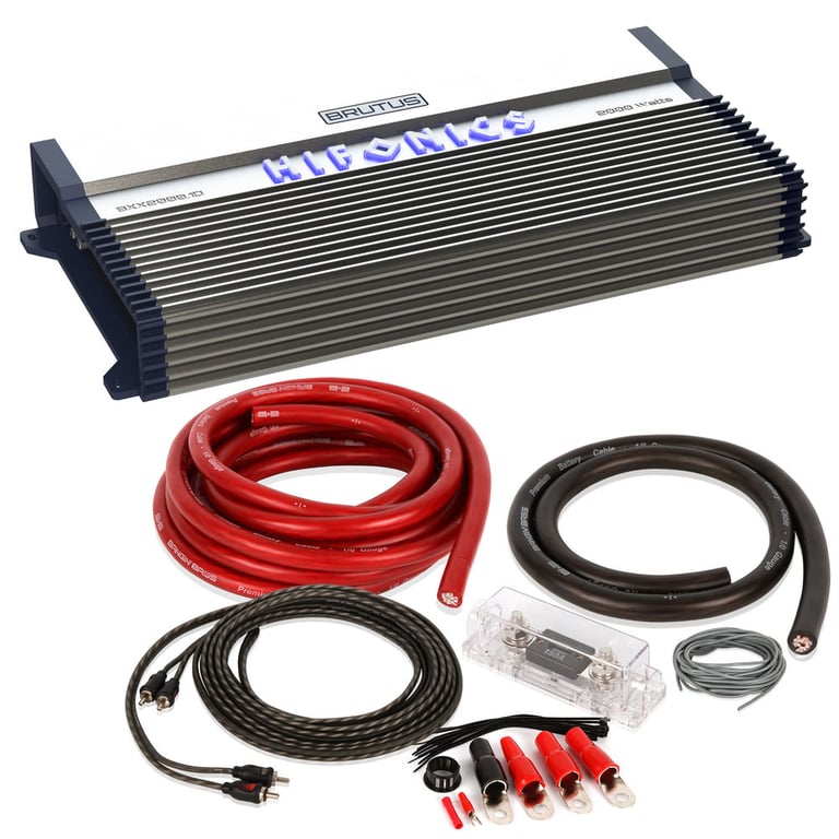 Hifonics BXX2000.1D 2000 Watt RMS Mono Car Amplifier Class D Brutus+Amp Kit Image 1