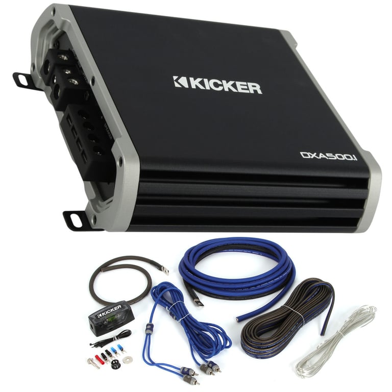 Kicker 43DXA5001 D-Series 500 Watt RMS Mono Class D Car Amplifier+Kicker Amp Kit Image 1