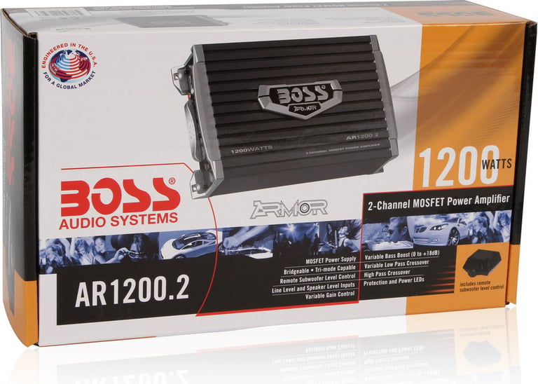Boss Armor AR1200.2 Amplifier + Premium Amp Wiring Kit Image 18