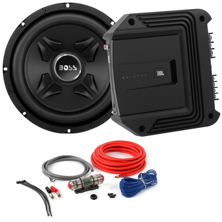 Boss CXX10 800W 10" Subwoofer + JBL Amplifier + Amp Kit Bass Package Image 1