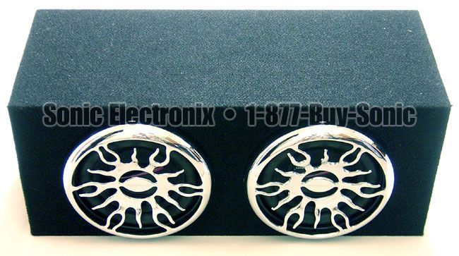 (2) Audiobahn AW831T 8" + (2) Chrome Grills + (1) Dual 8" MDF Sub Enclosure Image 1
