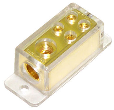Ground Distribution Block: (1) 4/8 Gauge Input to (4) 8/10 Gauge Output Image 1