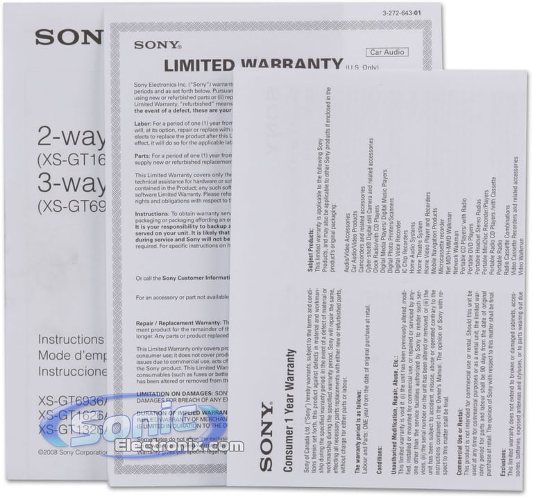 Sony Xplod XS-GT1326A Image 7