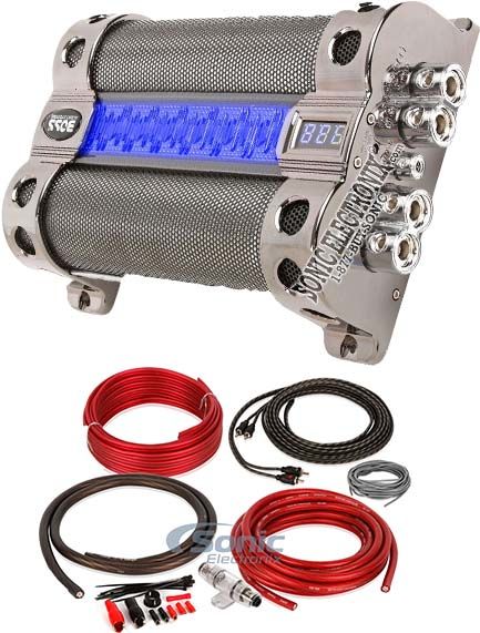 BOSS CAP18 FARAD Digital Car Audio Capacitor Cap Digital + 4 Gauge Amp Kit Image 1