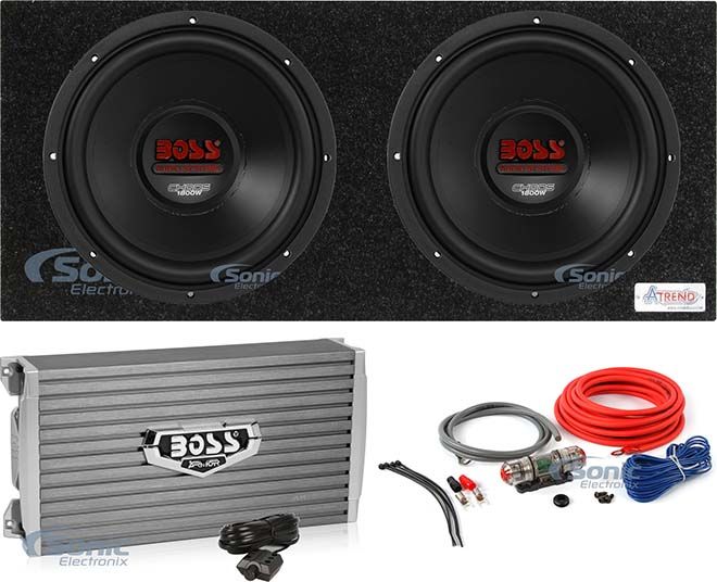 (2) Boss CH12DVC Subwoofers + Sealed Box Enclosure + Amplifier and Amp Kit Image 1