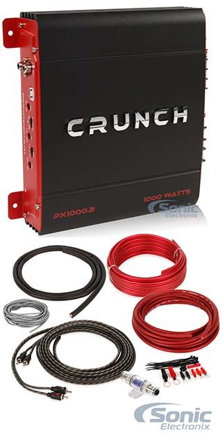 Crunch PX-1000.2 1000 Watt Amp A/B Car Stereo Amplifier + Amp kit Image 1