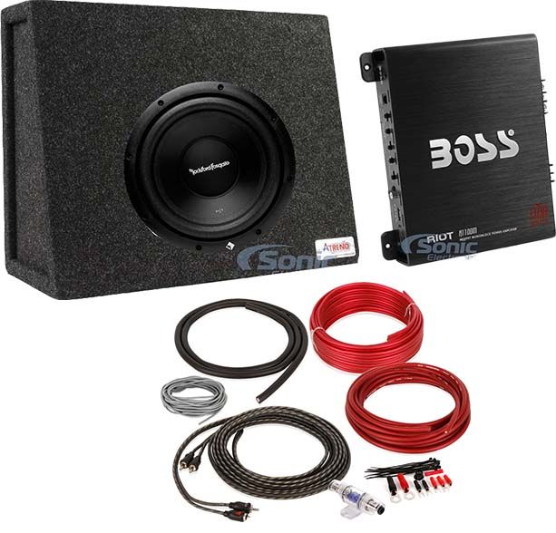 Rockford Fosgate R1S4-10 10" 300W Subwoofer + Sealed Box + Mono Amp + Amp Kit Image 1