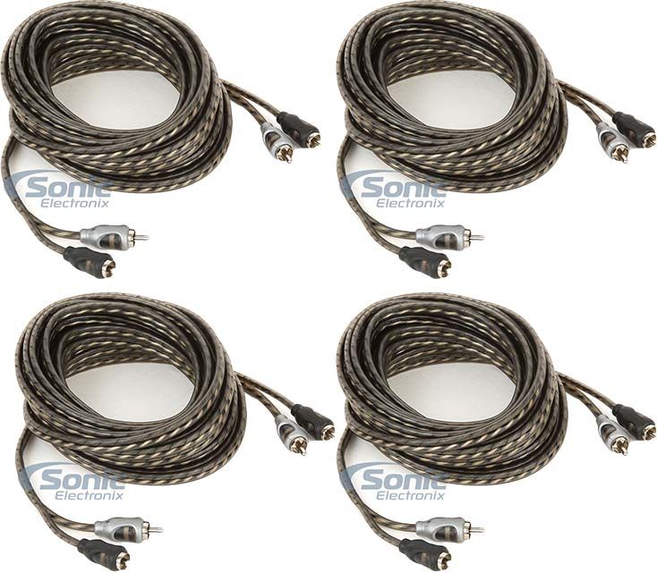 Rockford Fosgate RFI-20 20' Ft 2 Ch RCA Car Audio Signal Cables RFI20 (4 Pack) Image 1
