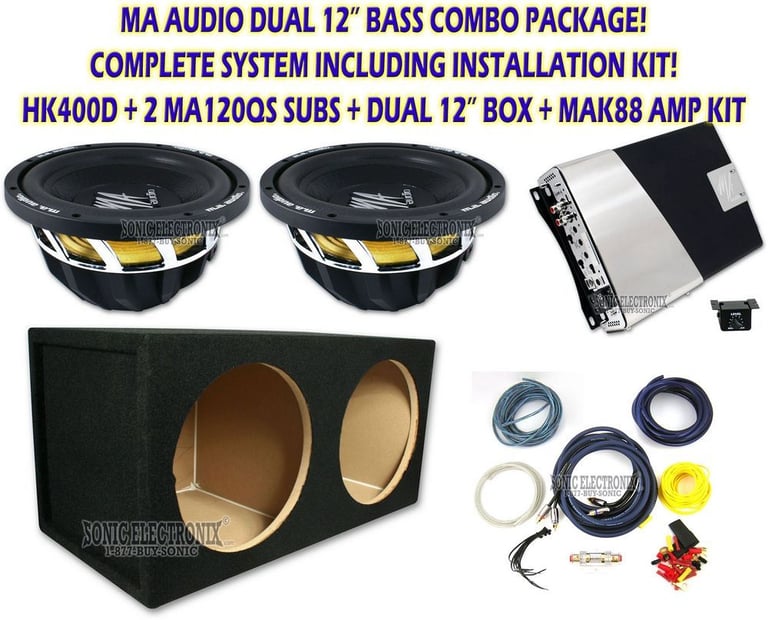 MA Audio Dual 12" QS Complete Bass Package w/ BONUS AMP KIT! Image 1