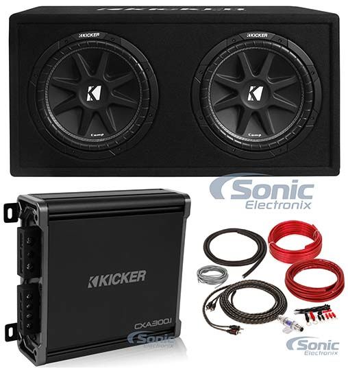 KICKER 43DC122 Dual 12" Subwoofers In Vented Sub Box Enclosure+Amplifier+Amp Kit Image 1