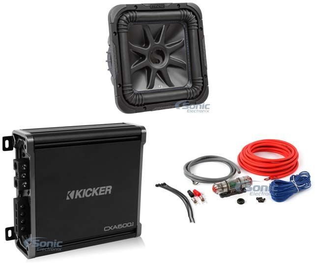 Kicker L7S104 10" 1200 Watt Solobaric L7S Car Subwoofer+Mono Amplifier+Amp Kit Image 1