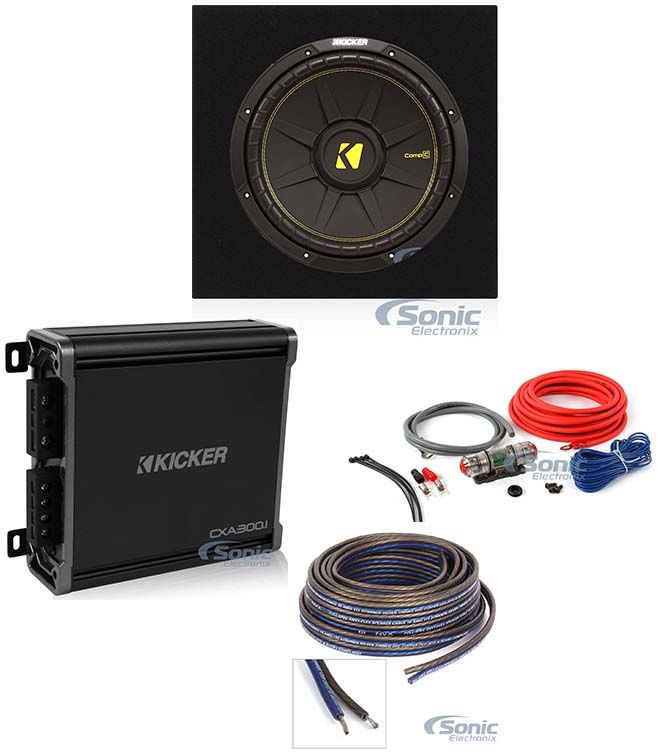 Kicker 44CWCD104 10" Sub + Kicker 43CXA300.1 + Free Sealed Enclosure and Amp Kit Image 1