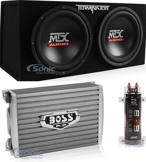 MTX TNE212D 12" 1200W Dual Loaded Subwoofer Box + 1500W Amplifier + Capacitor Image 1