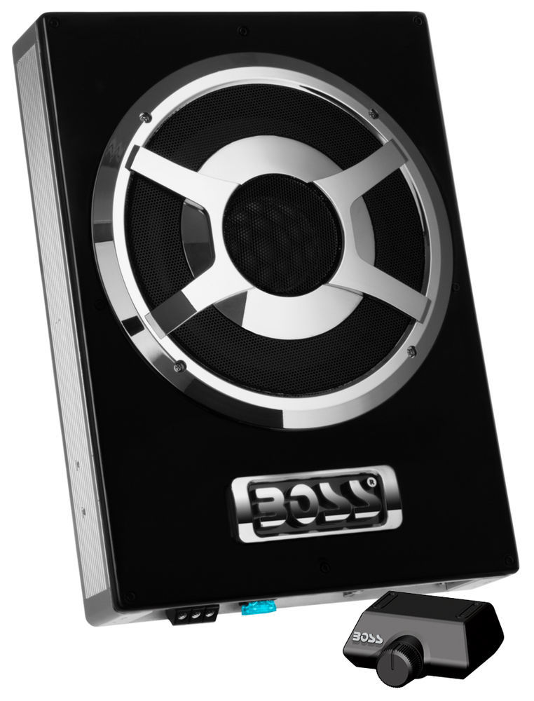 BOSS BASS800 8" 800W Low Profile Amplified Subwoofer Sub + 8 Ga Amp Kit Image 2